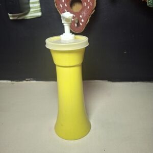 Bright Yellow Plastic Pump Dispenser Decor Tupperware Mustard Dispenser